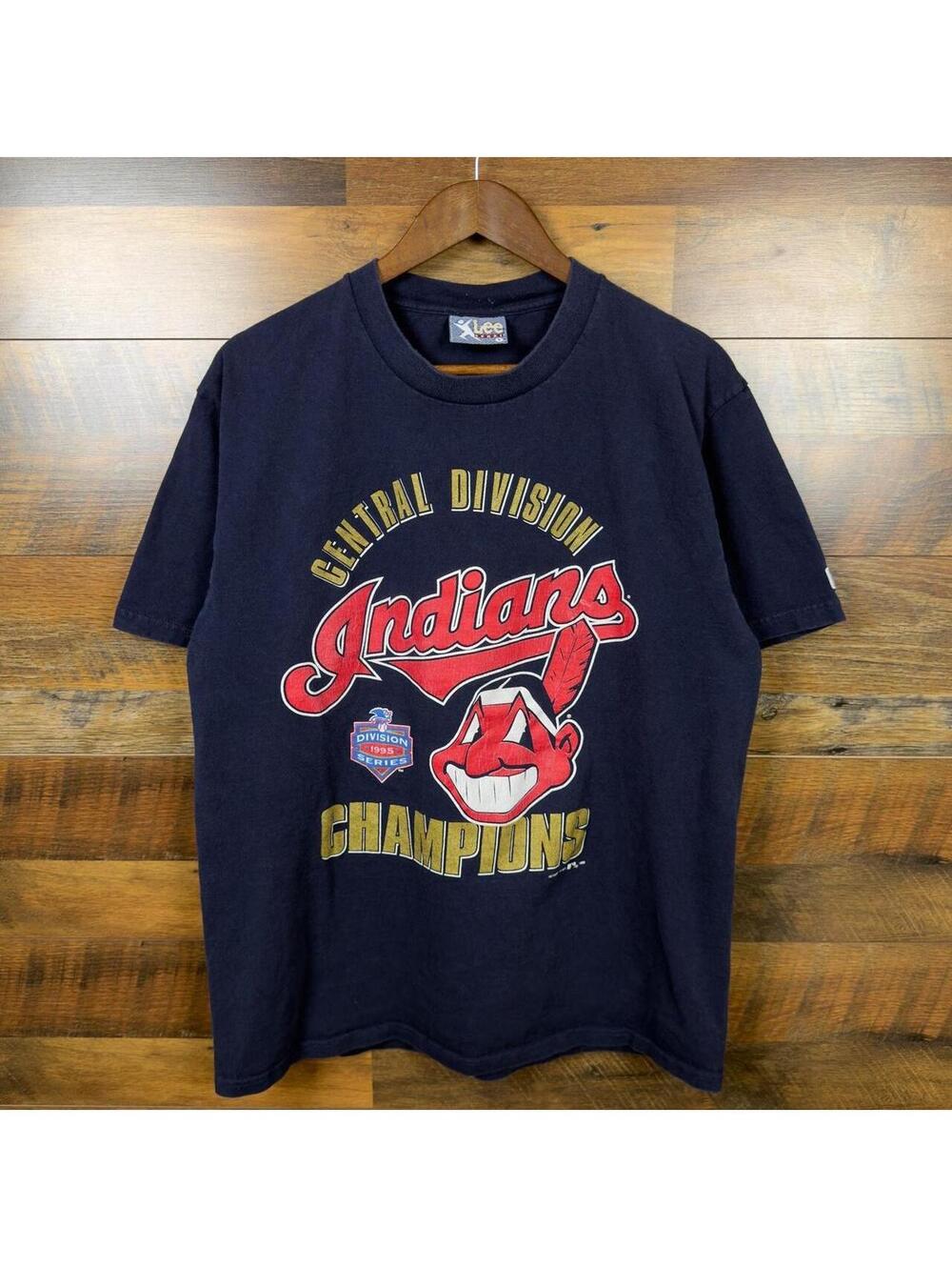 Vintage Cleveland Indians 1995 AL Division Champions Lee Sport T-Shirt Large